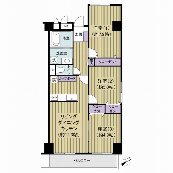 市川ハイツＡ棟の間取図