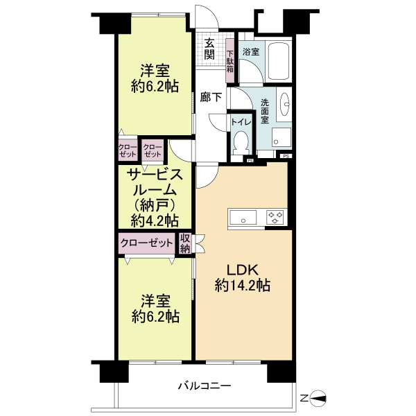 芦屋ハイツ翠ヶ丘の間取図