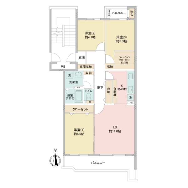 西国分寺史跡通り住宅４号棟の間取図