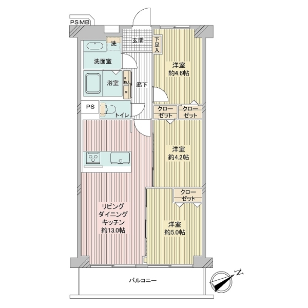 日商岩井鶴見マンションの間取図