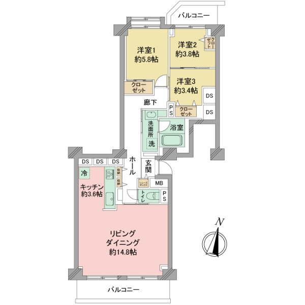 等々力ビューハイツの間取図
