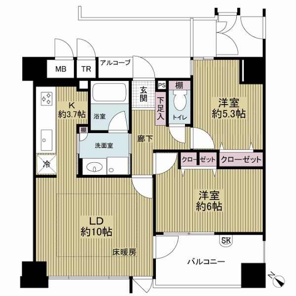キングマンションプレソワールみなと通の間取図