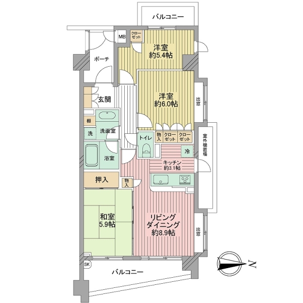 グリーンブリーズ萩中公園パークウイングの間取図