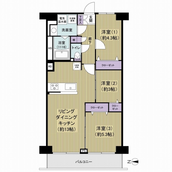 西新井スカイハイツＡ棟の間取図