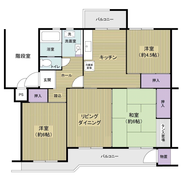 生田グリーンハイツ2号棟の間取図