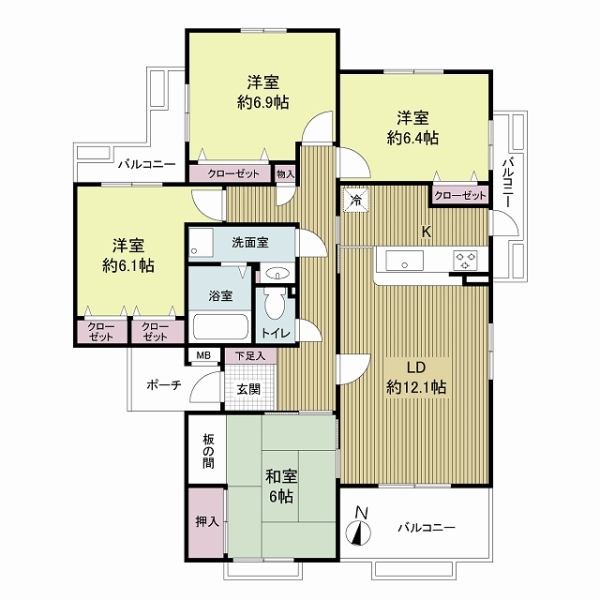 モンセーヌ西神南壱号棟の間取図