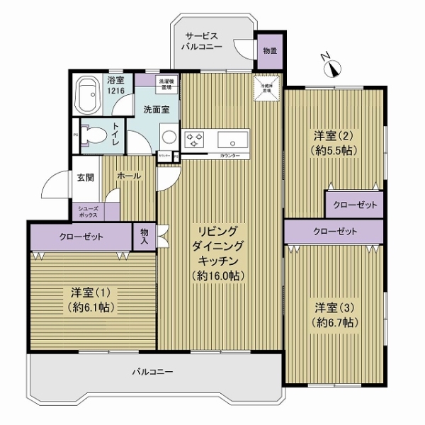 第二稲毛ハイツ６棟の間取図