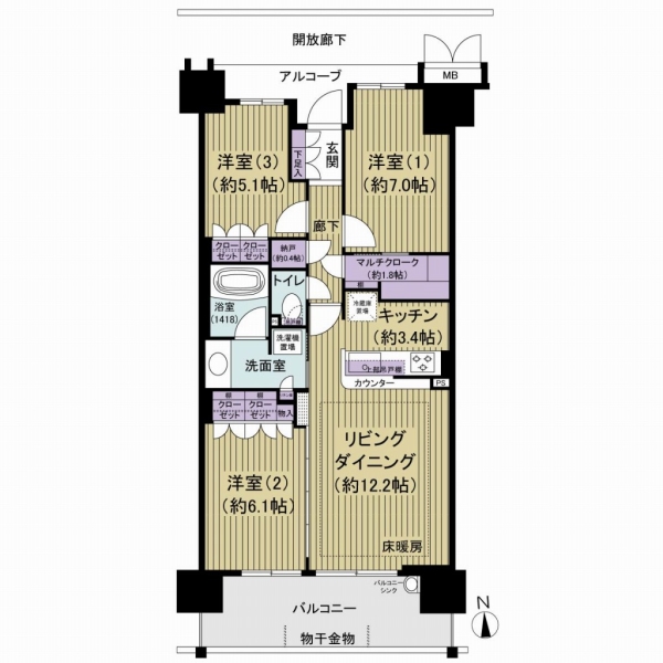 グランマークスツインフォート　Ａ棟の間取図
