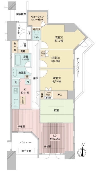グランソシエ国立ウエストウイングの間取図