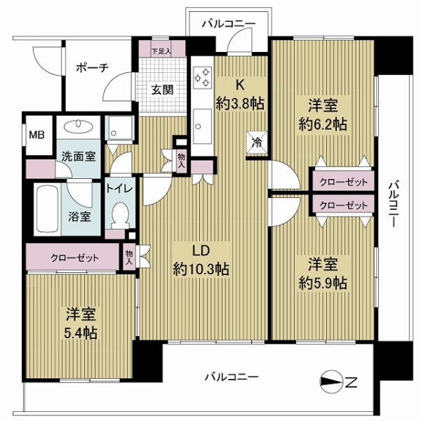 クラウンハイム東大阪ステーションサイドの間取図