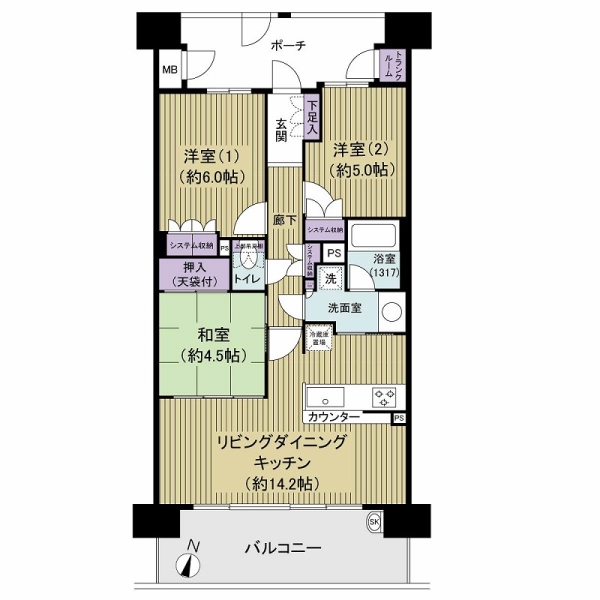 グランシスフォート中百舌鳥壱番館の間取図