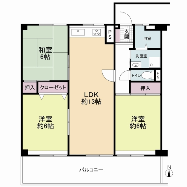 大和サニーハイツ高槻一棟の間取図