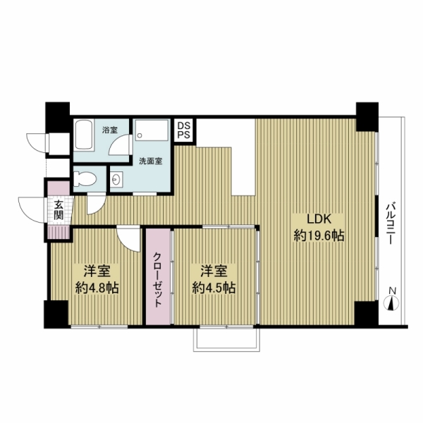 五条ローズハイツＢ棟の間取図