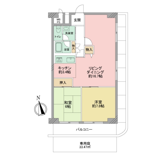 仲六郷ハウスの間取図