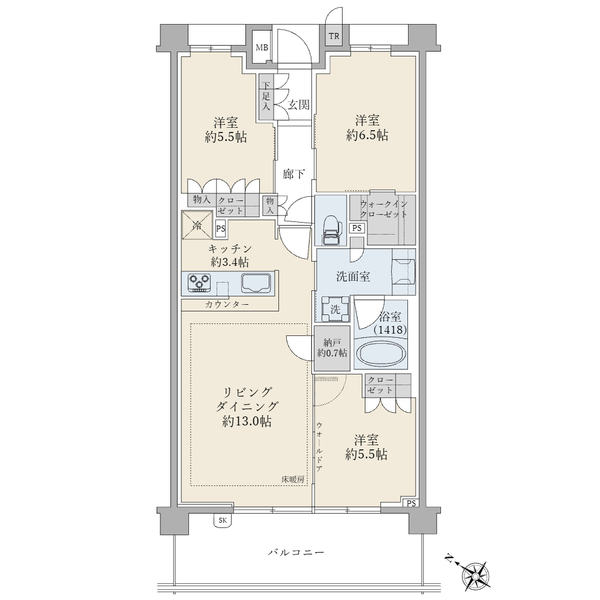 ブリリア湘南本鵠沼の間取図