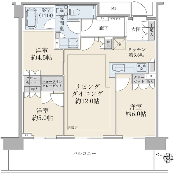 ＢｒｉｌｌｉａＴｏｗｅｒ箕面船場ＴＯＰ　ＯＦ　ＴＨＥ　ＨＩＬＬの間取図