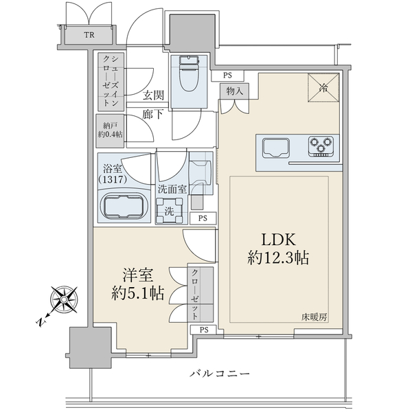 ブリリアタワー有明ミッドクロス９階の間取図
