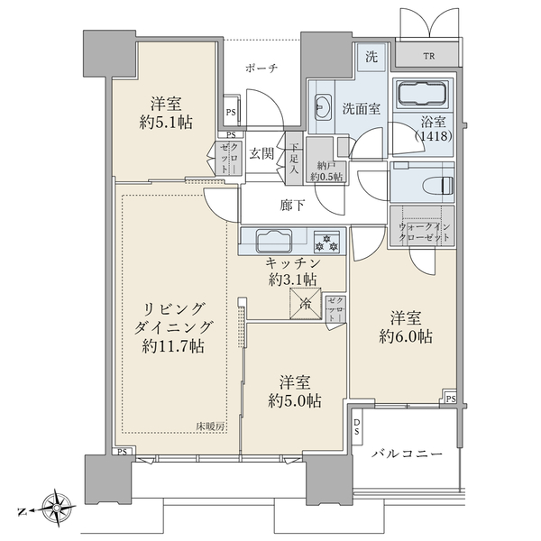 ドゥ・トゥ―ル　イーストの間取図