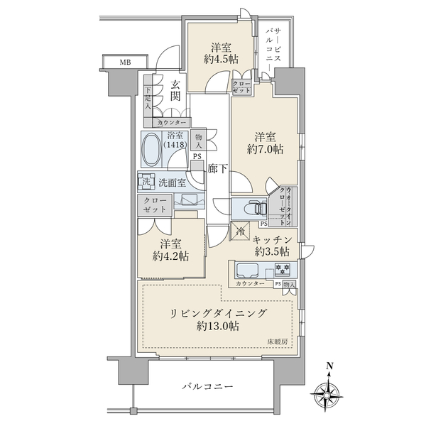 グランソシア辰巳の森海浜公園の間取図