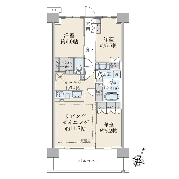 ブリリアシティ石神井公園アトラス３号棟の間取図
