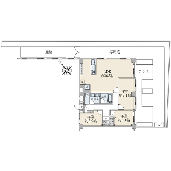 アールヴェール多摩川の間取図