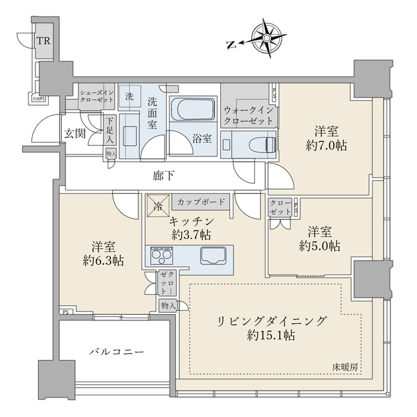 白金ザ・スカイ　東棟の間取図