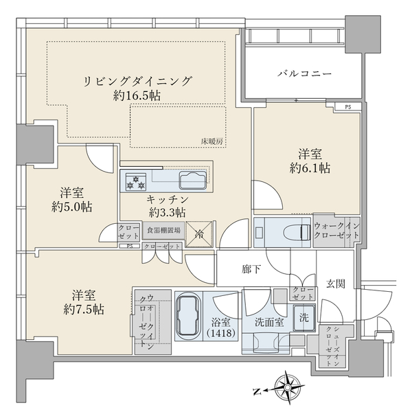 白金ザ・スカイ　東棟の間取図