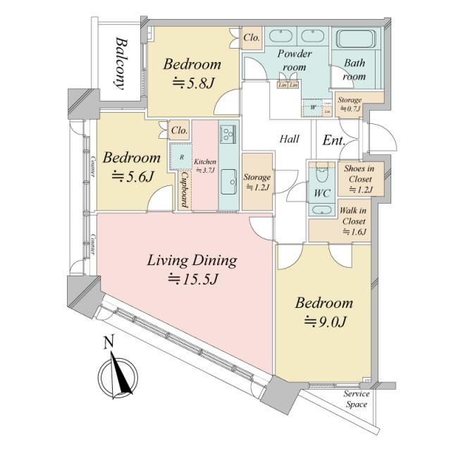 パークコート麻布十番ザ・タワーの間取図