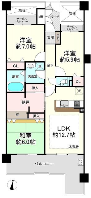 アズシス夙川の間取図