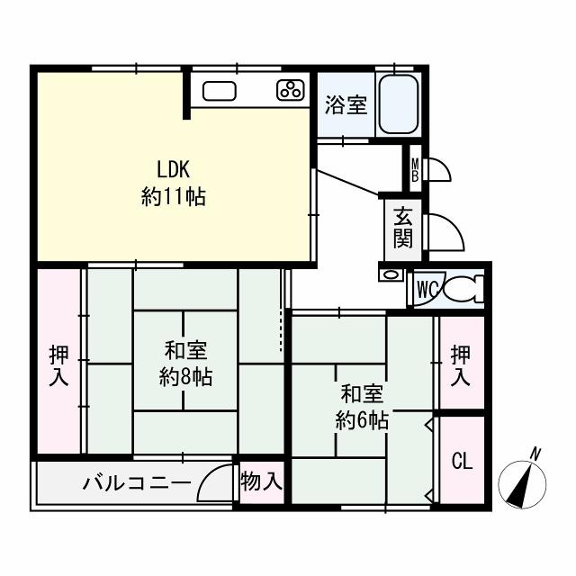 渦ヶ森コーポ壱九号館の間取図