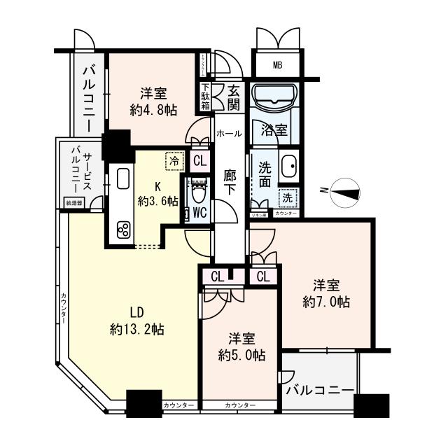 ディーグラフォート大阪N.YタワーHIGOBASHIの間取図