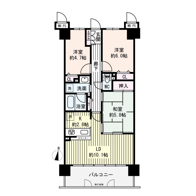 ライオンズマンション寝屋川の間取図