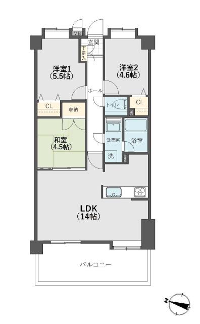 JGMシュリアン周船寺弐番館の間取図