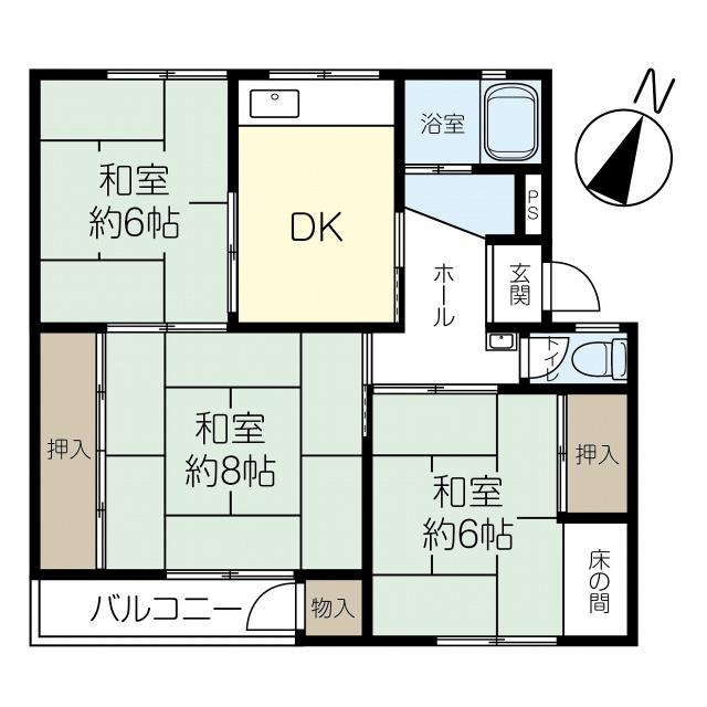 渦ヶ森コーポ壱九号館の間取図