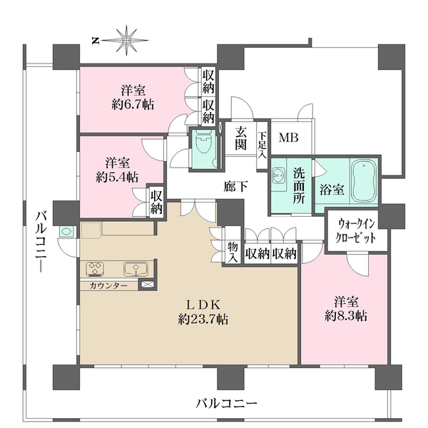 デ・リード大津におの浜レイクサイドタワーの間取図