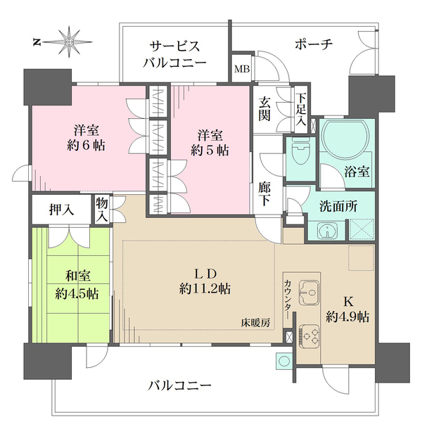 ル・パルトネール京都丹波口の間取図