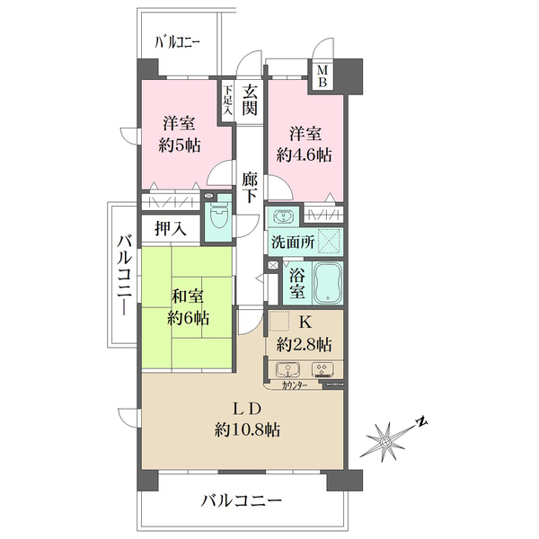 藤和シティホームズ神足の間取図