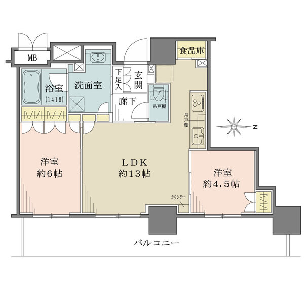 ブランズタワー・ウェリス心斎橋NORTHの間取図