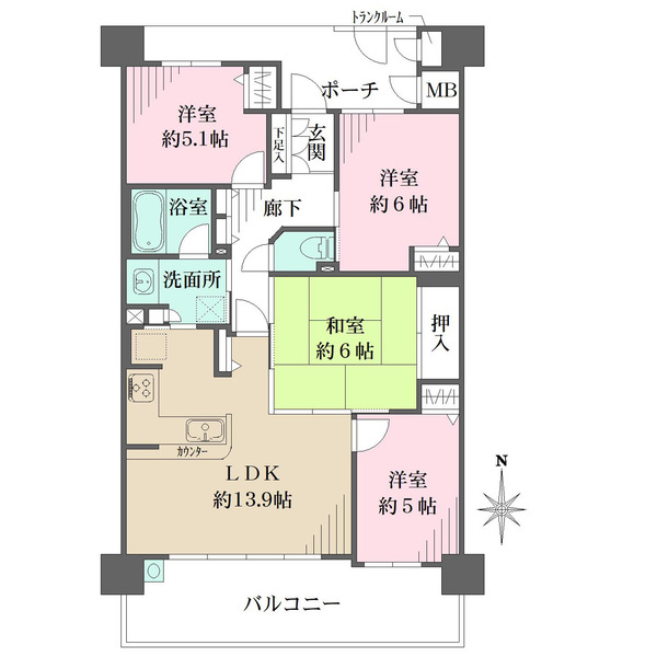 コートヴィラージュ平野の間取図