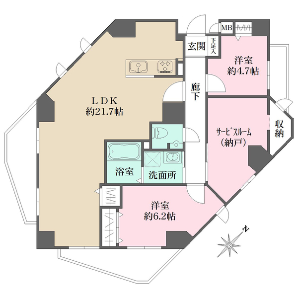 グランフレージュ四天王寺の間取図