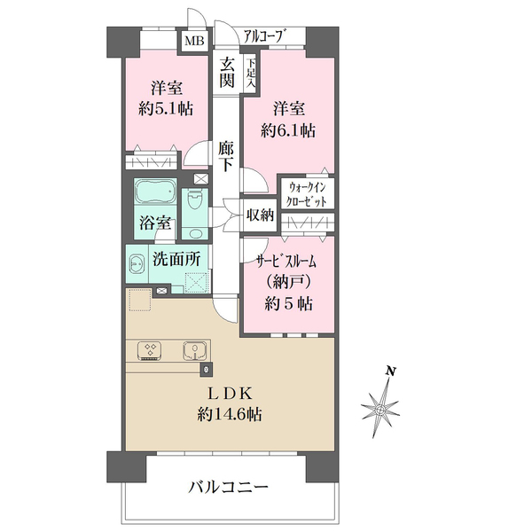 カルム四天王寺夕陽ヶ丘の間取図