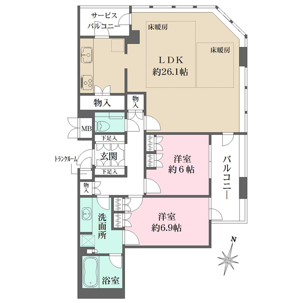 Dグラフォート大阪N.Y.タワー HIGOBASHIの間取図
