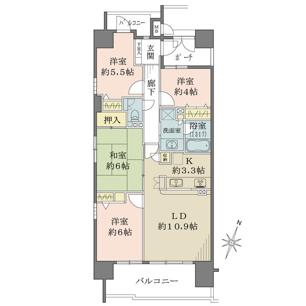 ファミール東加賀屋ウイングスの間取図