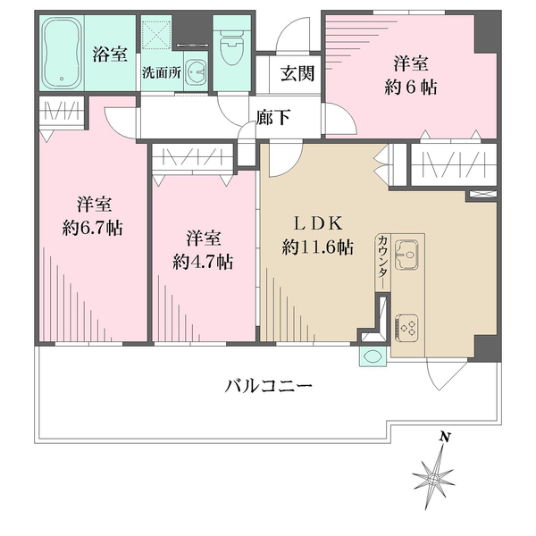 ヴェーヌ塚本の間取図