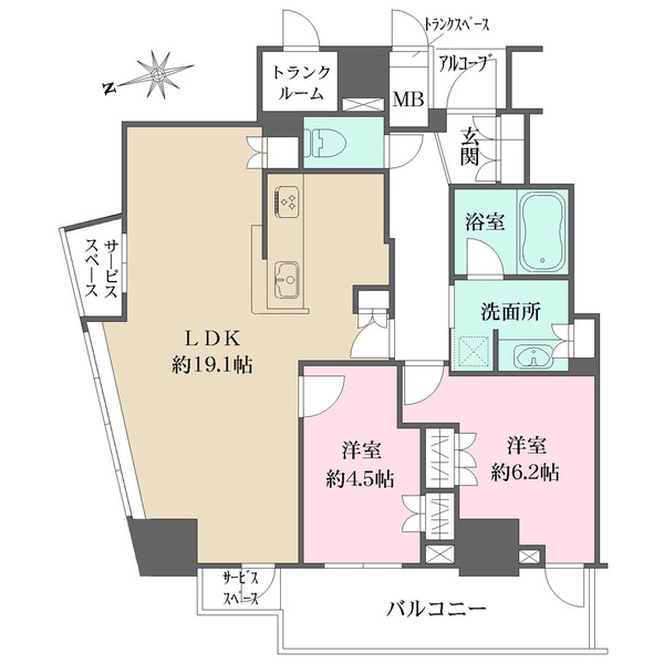 プラウドタワー北浜の間取図
