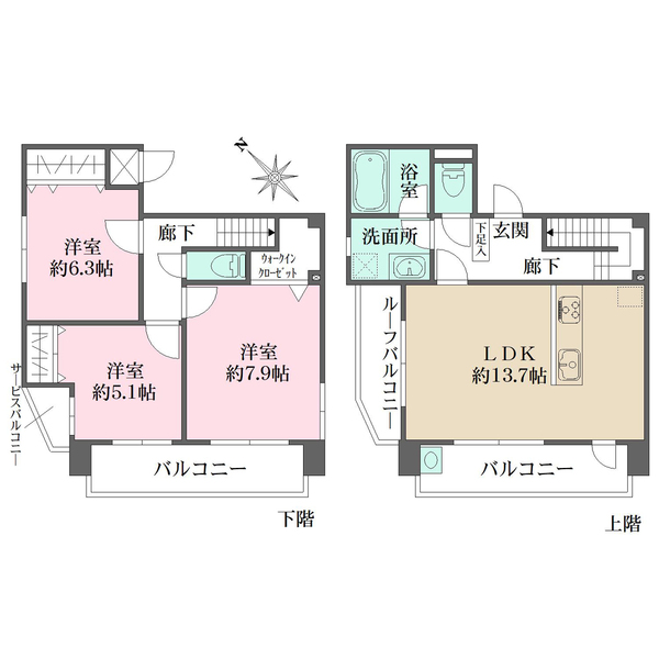 パレ宝塚グリーンコートの間取図