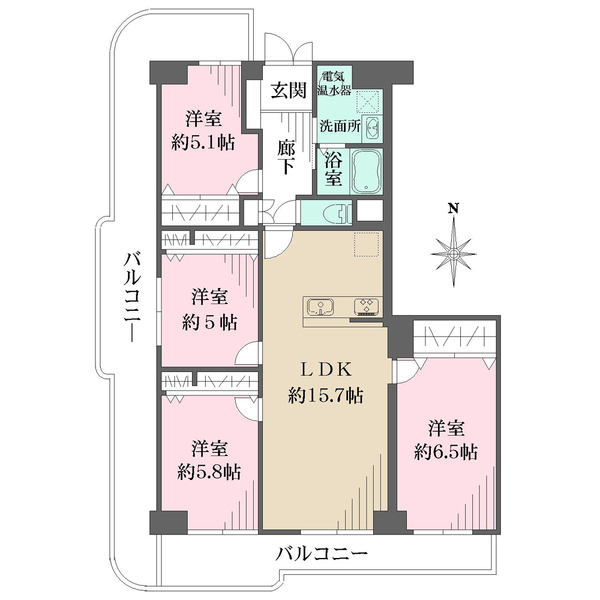 パレス南塚口　1号棟の間取図