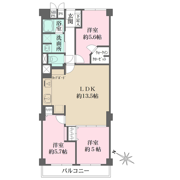 日商岩井上甲子園マンションの間取図