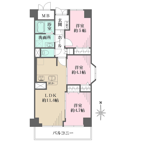 西宮グリーンマンション　1号棟の間取図