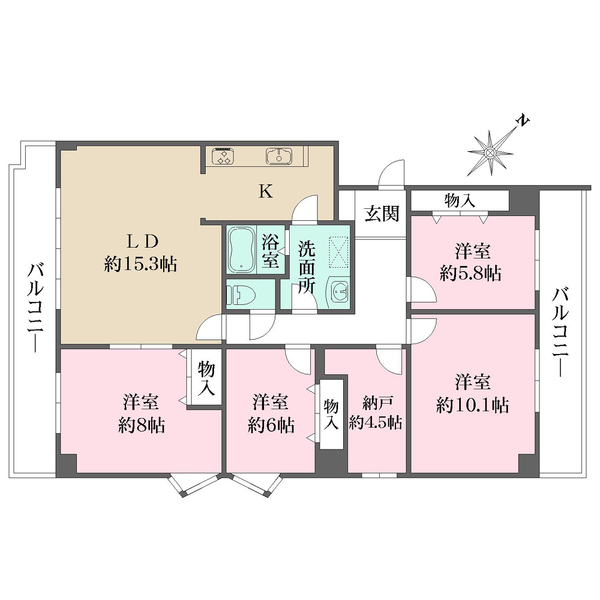 グランドヒル西宮高座台マンションの間取図